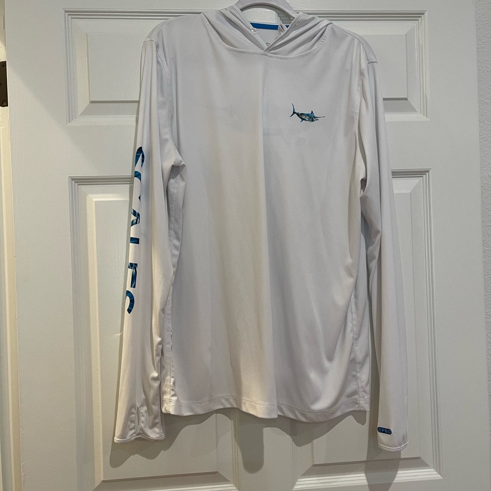 SCALES White and Blue Men's Swim Rash Guard